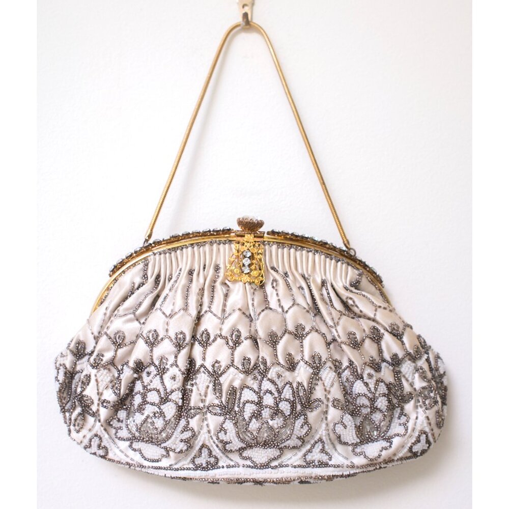 Vintage French Hand Beaded Silk Purse